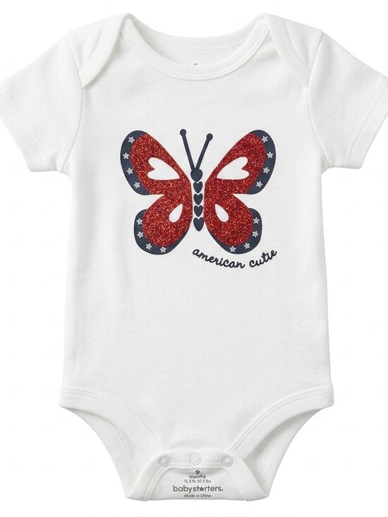 Baby Starters Other - Patriotic Glitter Butterfly Baby Bodysuit 9M "American Cutie" Baby Starters
